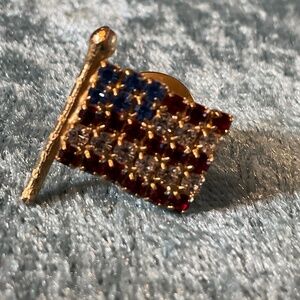 Vintage Red, White and Blue Crystal USA Flag Tie Tack